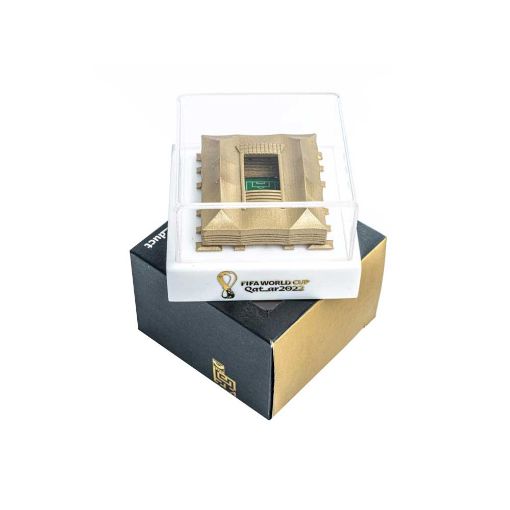 صورة نموذج استادات البيت كأس العالم مع شعار كأس العالم الرسمي